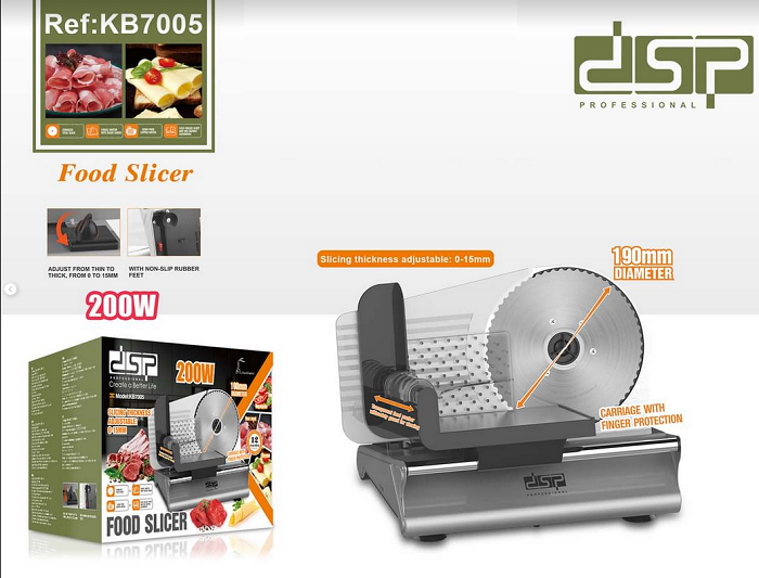 Ηλεκτρικός κόφτης τροφίμων σε φέτες - Food Slicer - KB7005 - DSP - 615525