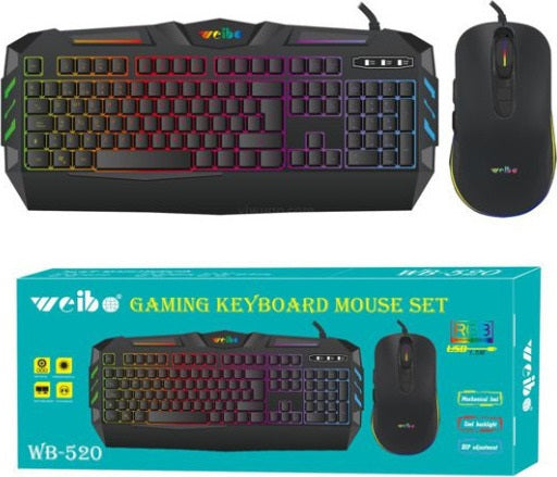 Ενσύρματο πληκτρολόγιο και ποντίκι Gaming - LED RGB - WB520 - Weibo - 655204