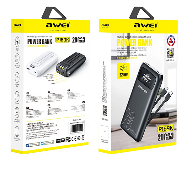 Powerbank - P169K - 20.000mah - AWEI - 888568