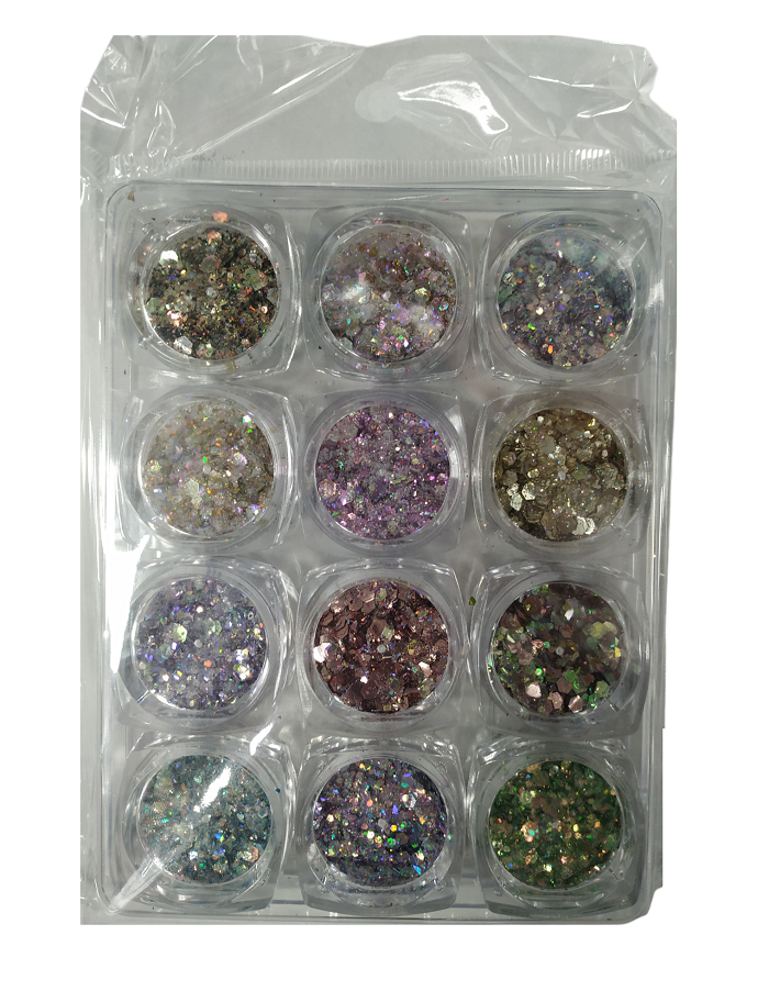 Σετ Glitter νυχιών Nail Art - Παλέτα - Glitter DJ - 12pcs - 910570